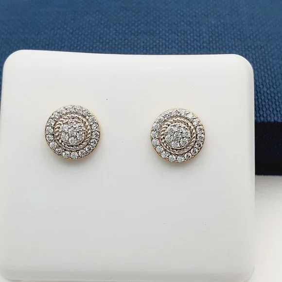 14K Gold Plated Cubic Zircon Earrings, INUS1BR143 - Picture 1 of 9